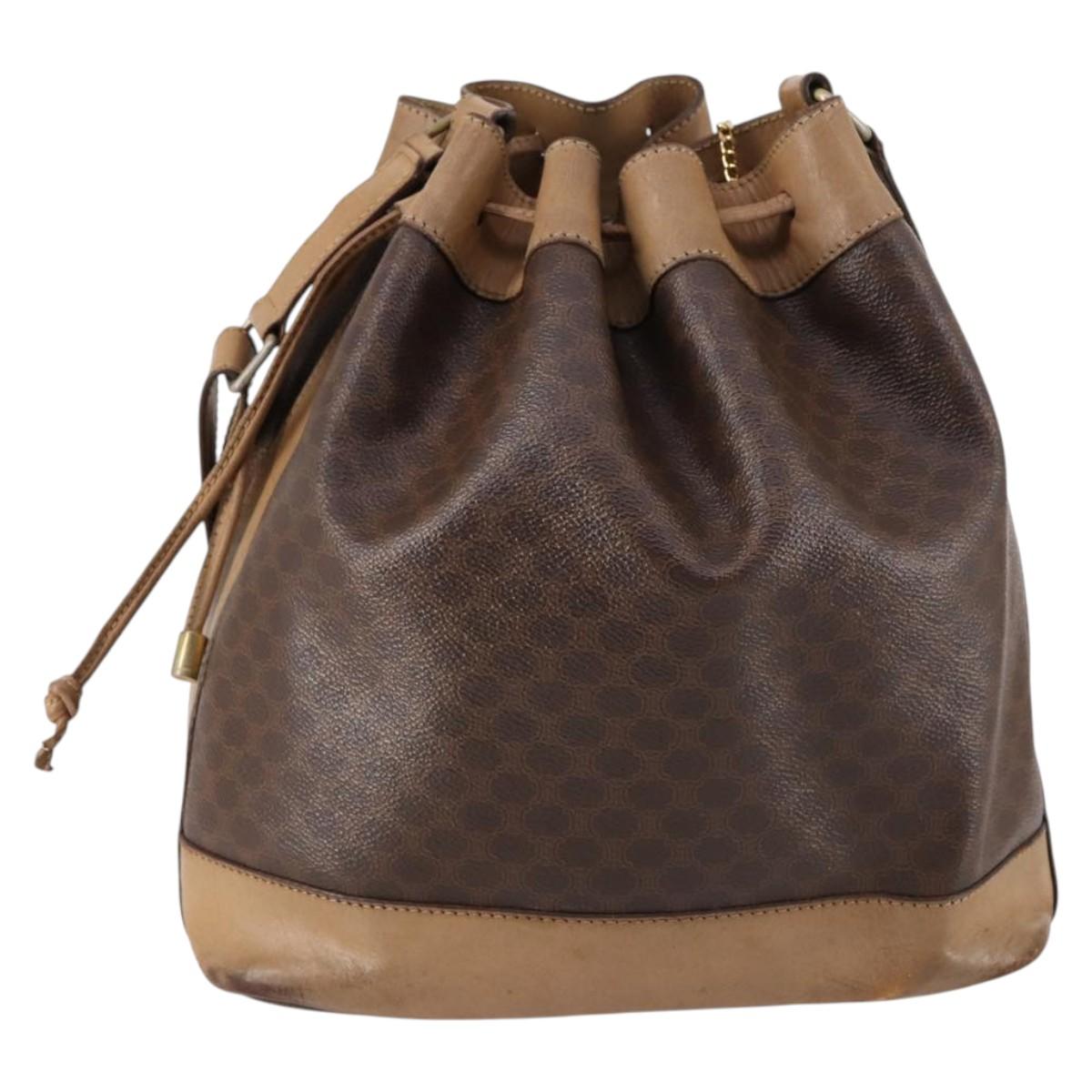CELINE Macadam Canvas Shoulder Bag PVC Leather Brown
