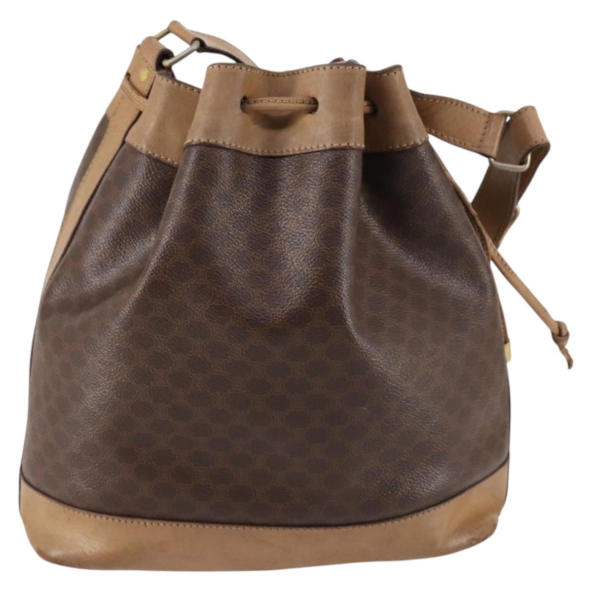 CELINE Macadam Canvas Shoulder Bag PVC Leather Brown