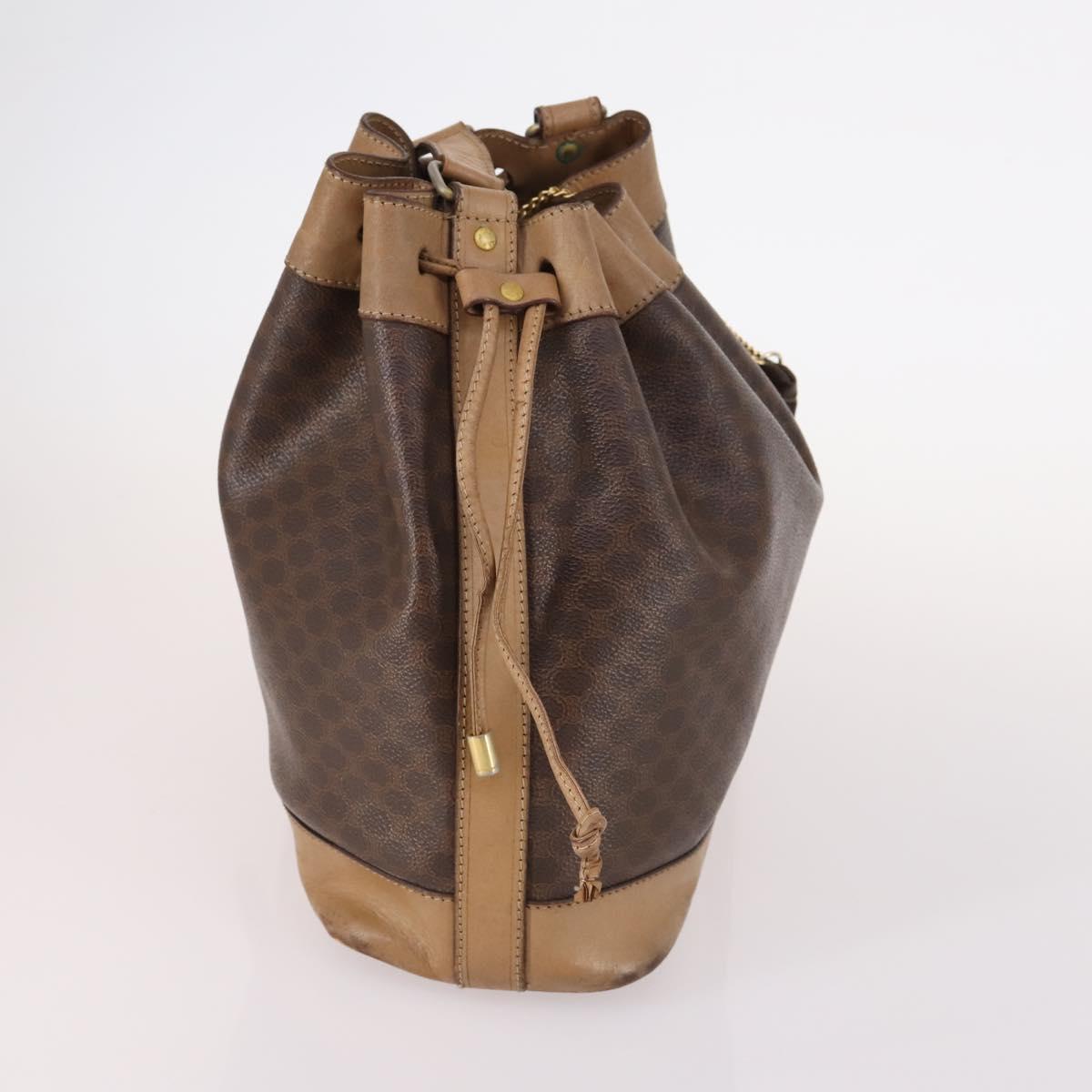 CELINE Macadam Canvas Shoulder Bag PVC Leather Brown