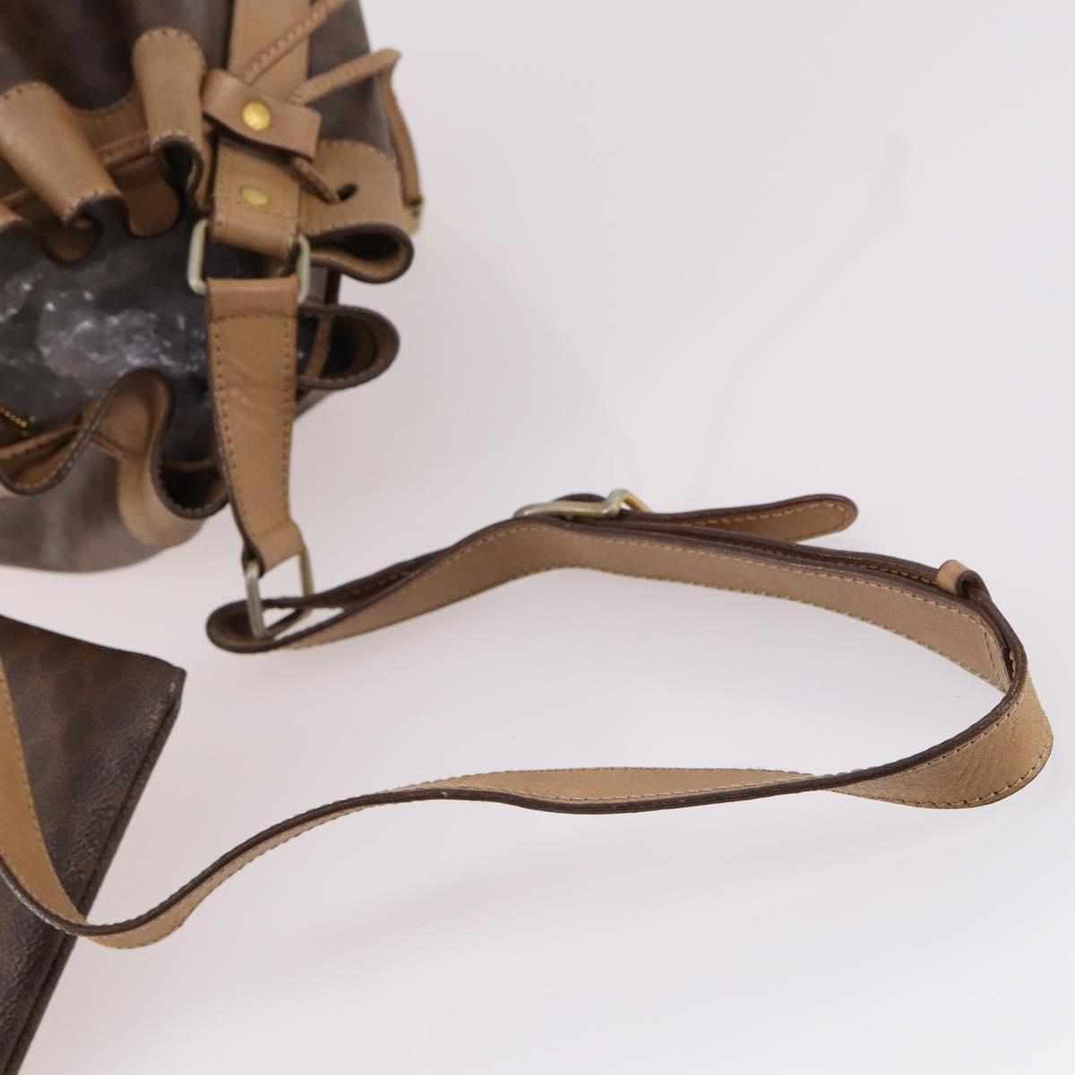 CELINE Macadam Canvas Shoulder Bag PVC Leather Brown