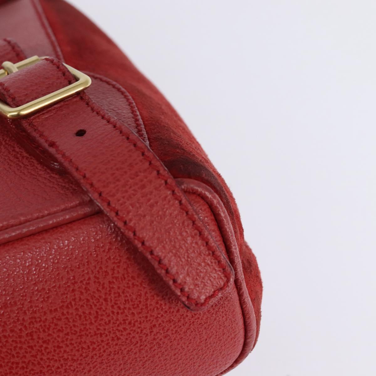 GUCCI Bamboo Backpack Suede Leather Red Gold 003 8030