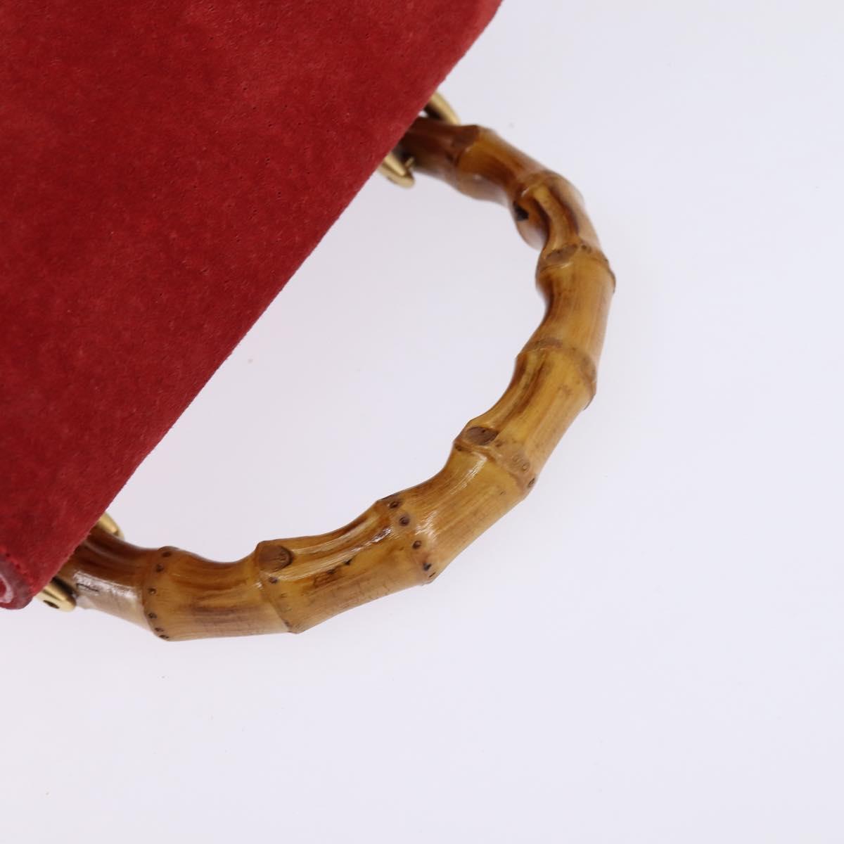 GUCCI Bamboo Backpack Suede Leather Red Gold 003 8030