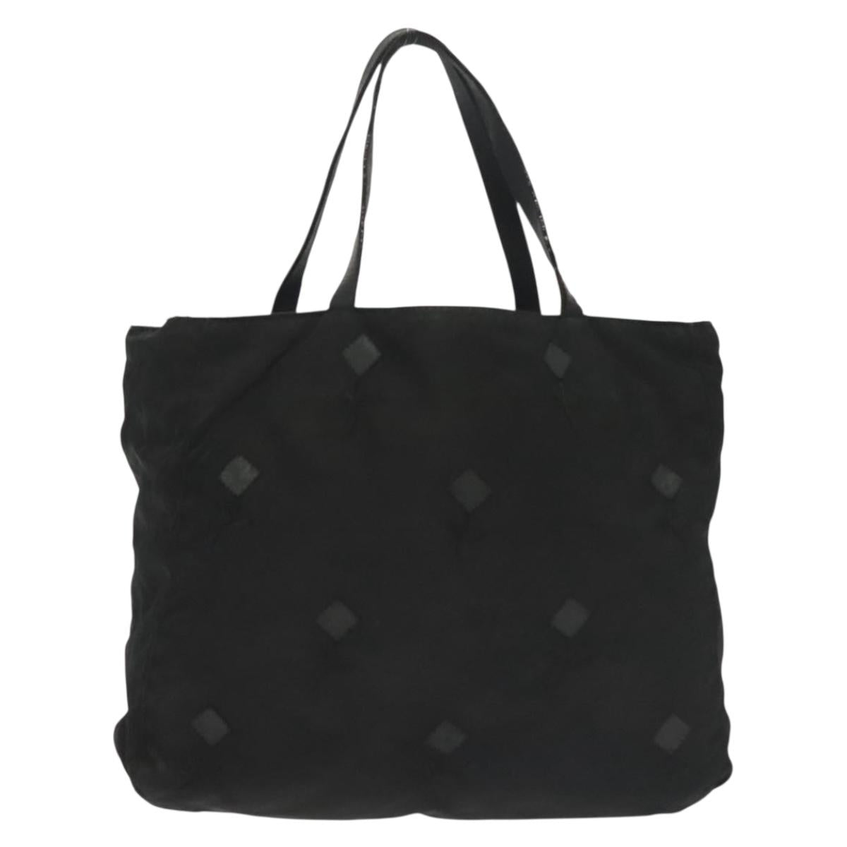 PRADA Hand Bag Nylon Black Silver
