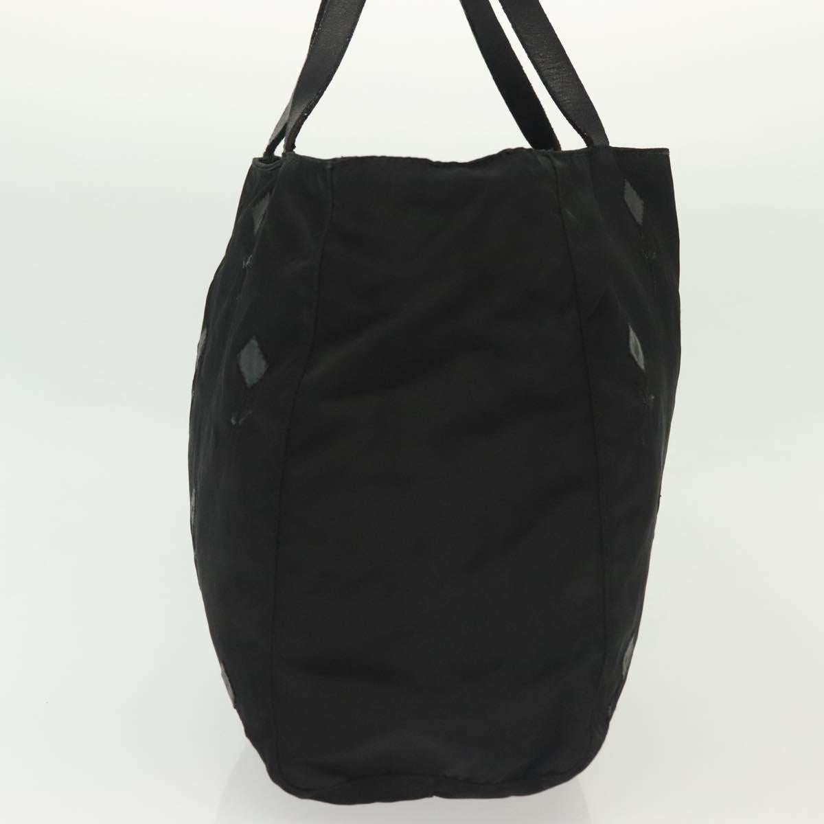 PRADA Hand Bag Nylon Black Silver