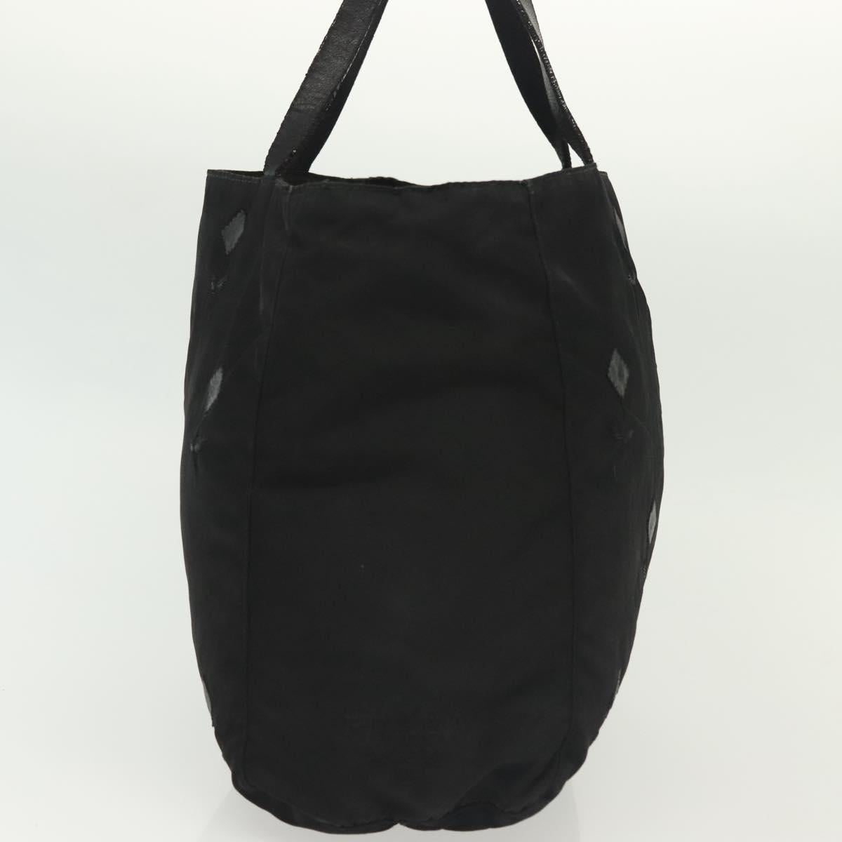 PRADA Hand Bag Nylon Black Silver