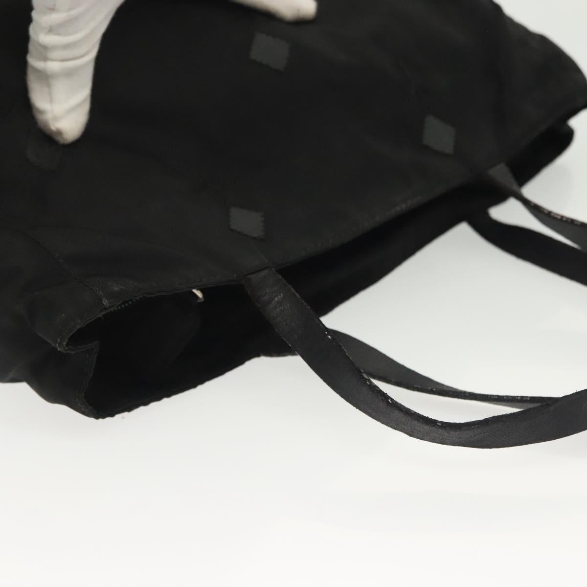 PRADA Hand Bag Nylon Black Silver