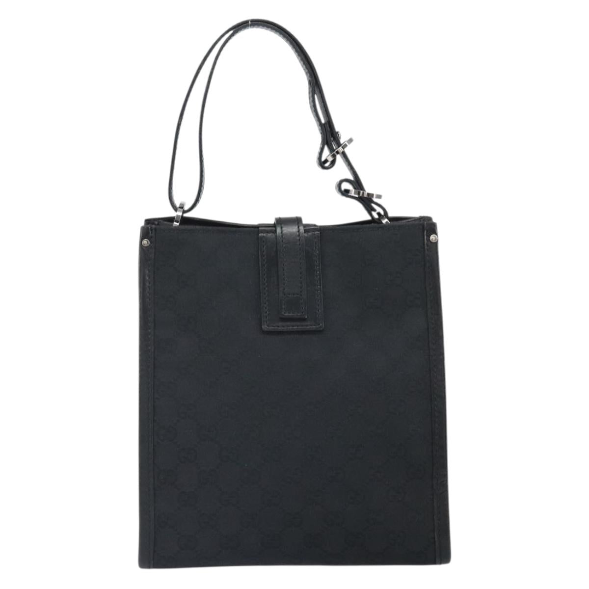 GUCCI GG Canvas Hand Bag Black Silver 110292