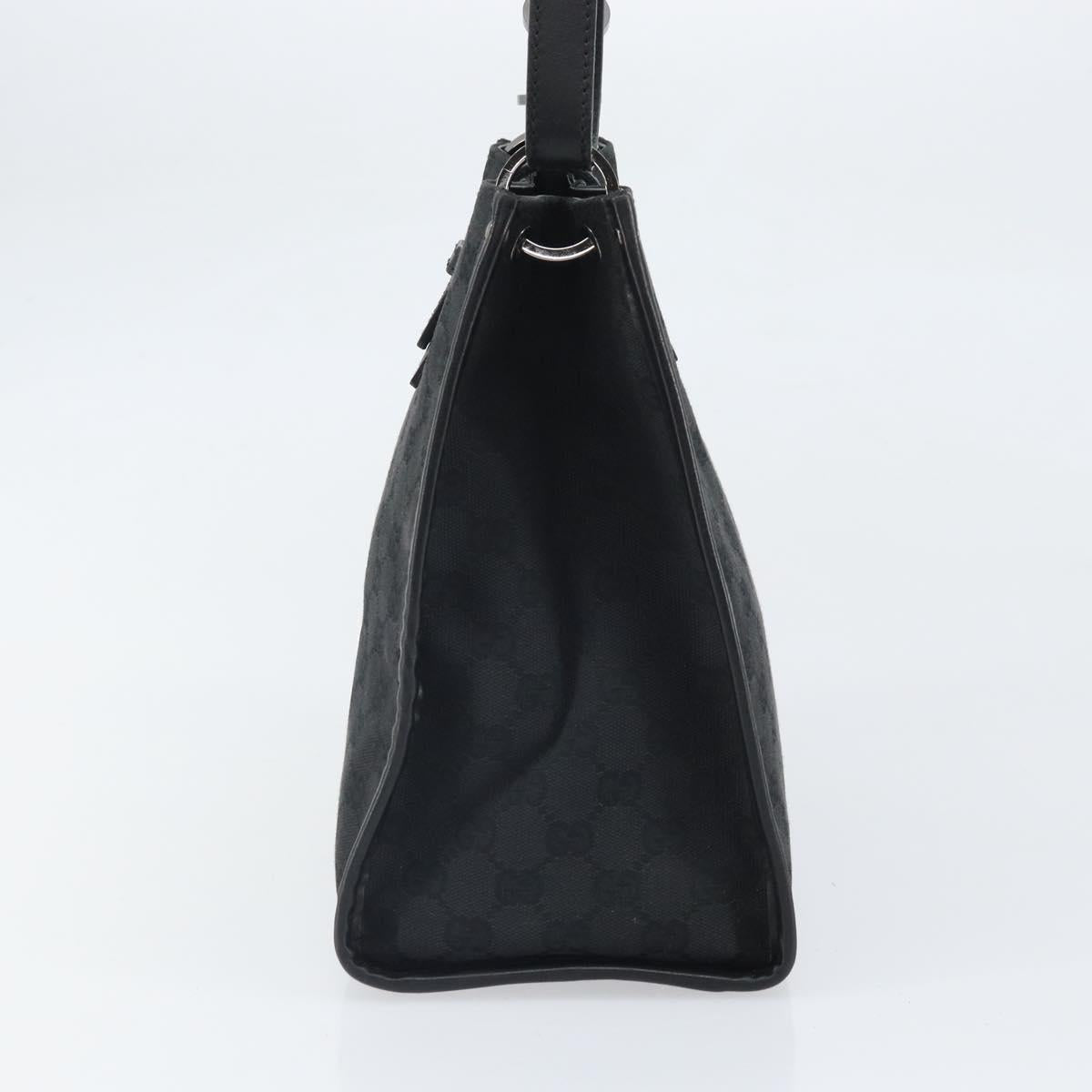 GUCCI GG Canvas Hand Bag Black Silver 110292