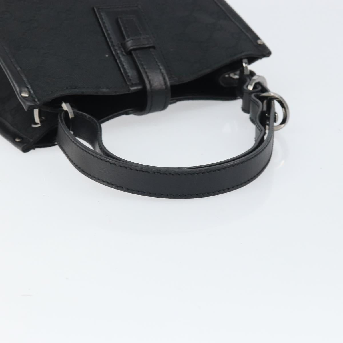 GUCCI GG Canvas Hand Bag Black Silver 110292