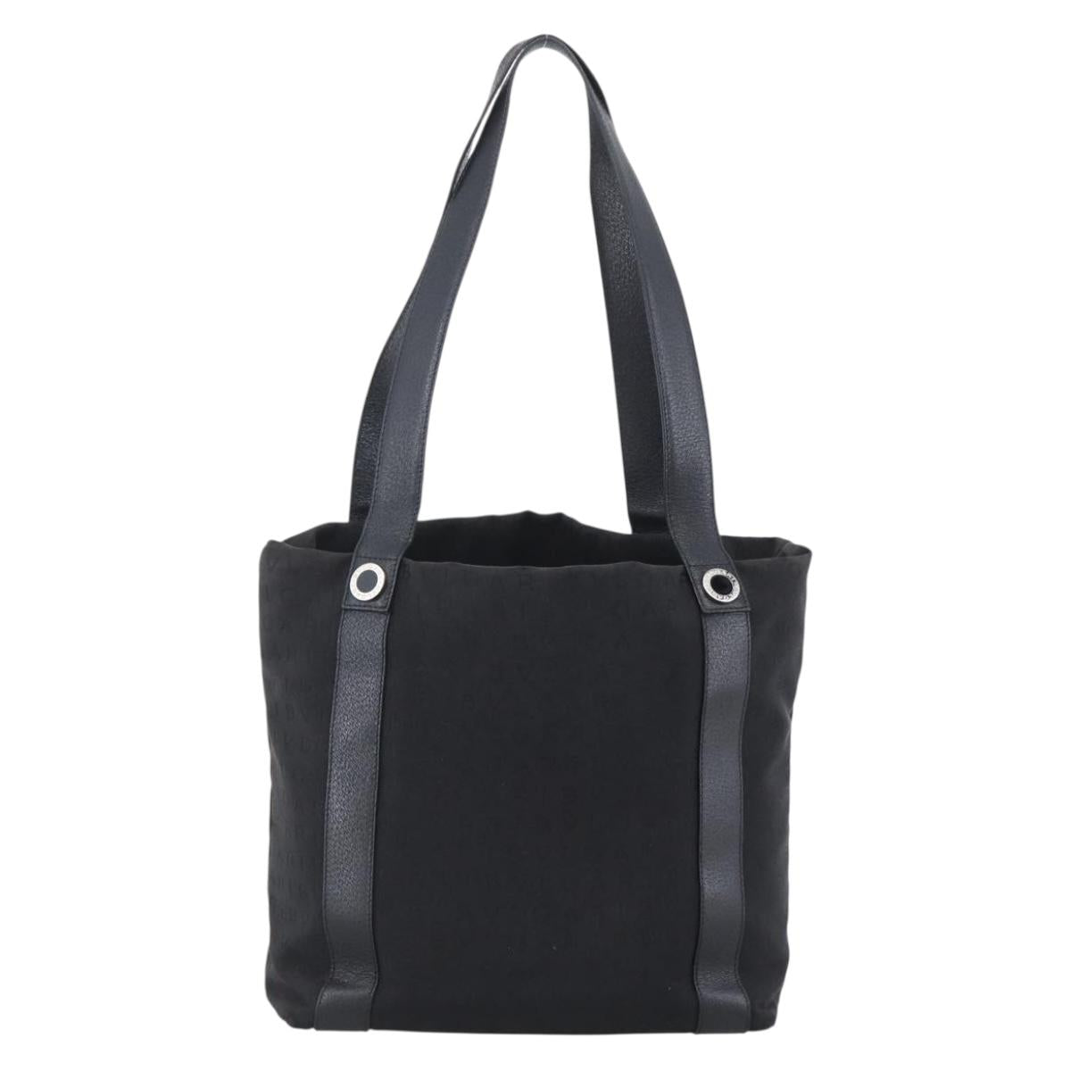 BVLGARI Tote Bag Canvas Black Silver