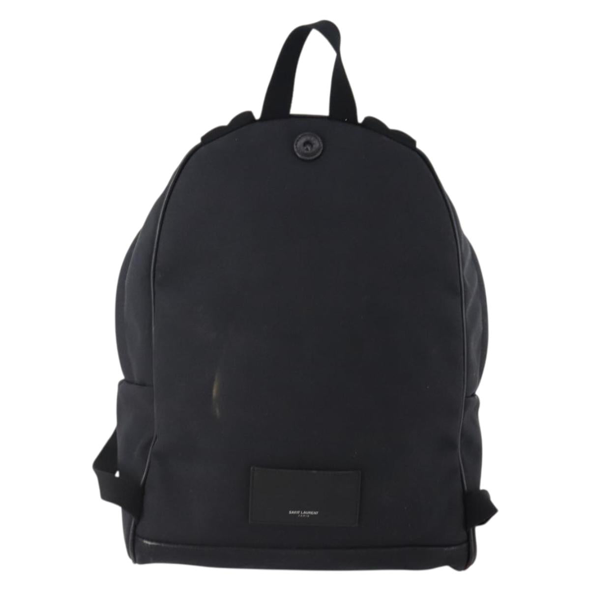 SAINT LAURENT Backpack Canvas Black Silver