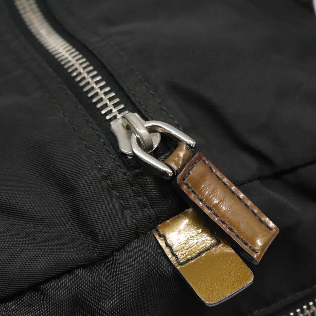 PRADA Hand Bag Nylon Black Silver