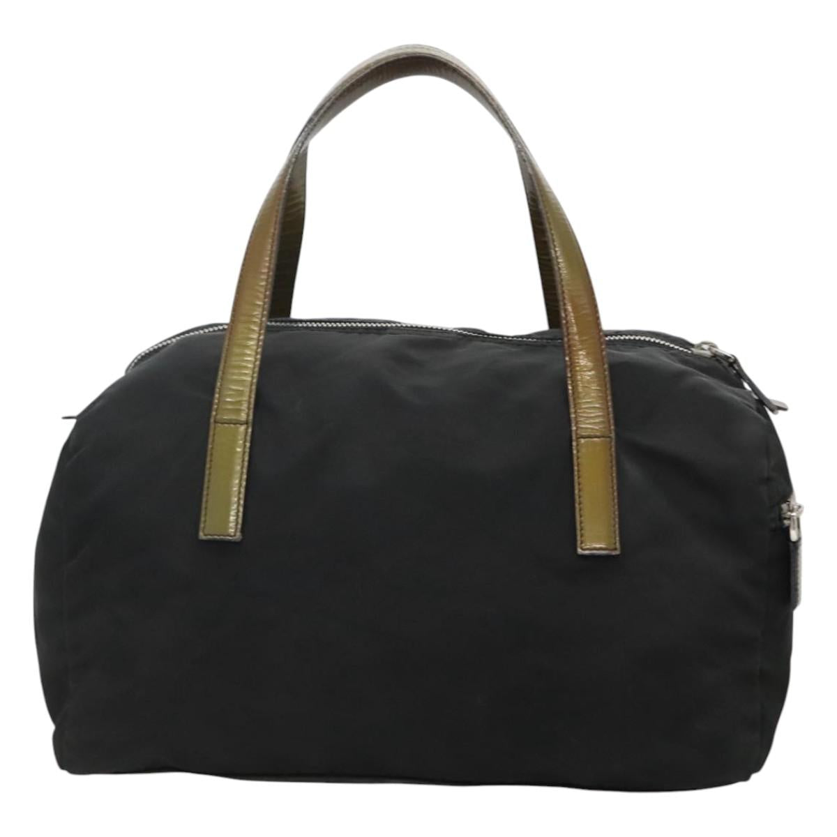 PRADA Hand Bag Nylon Black Silver