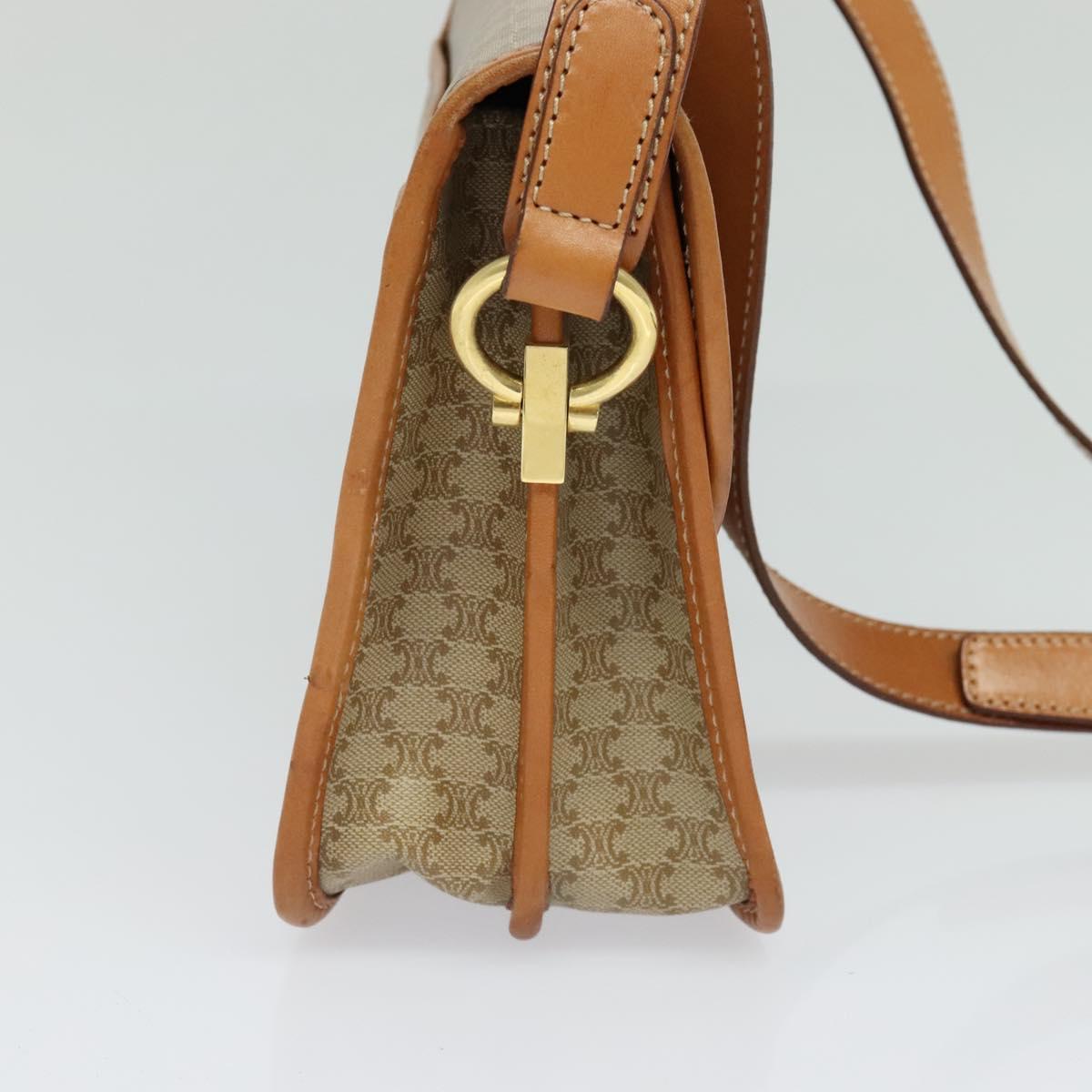CELINE Macadam Canvas Shoulder Bag Beige Gold