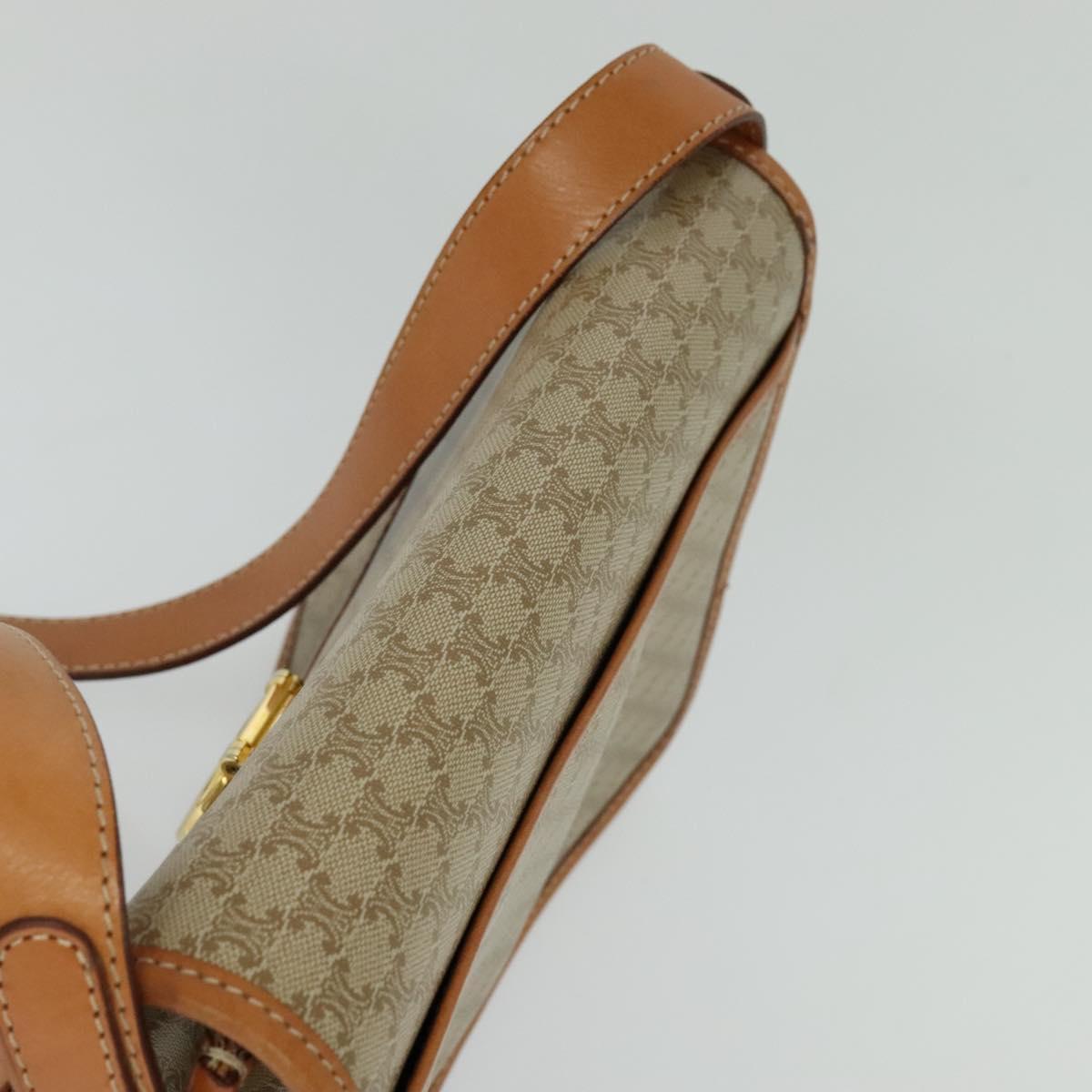 CELINE Macadam Canvas Shoulder Bag Beige Gold