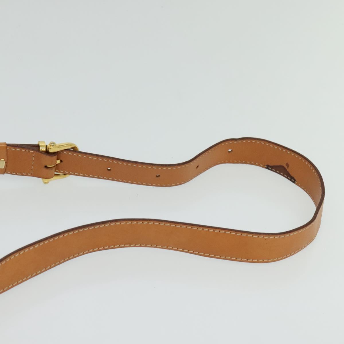 CELINE Macadam Canvas Shoulder Bag Beige Gold