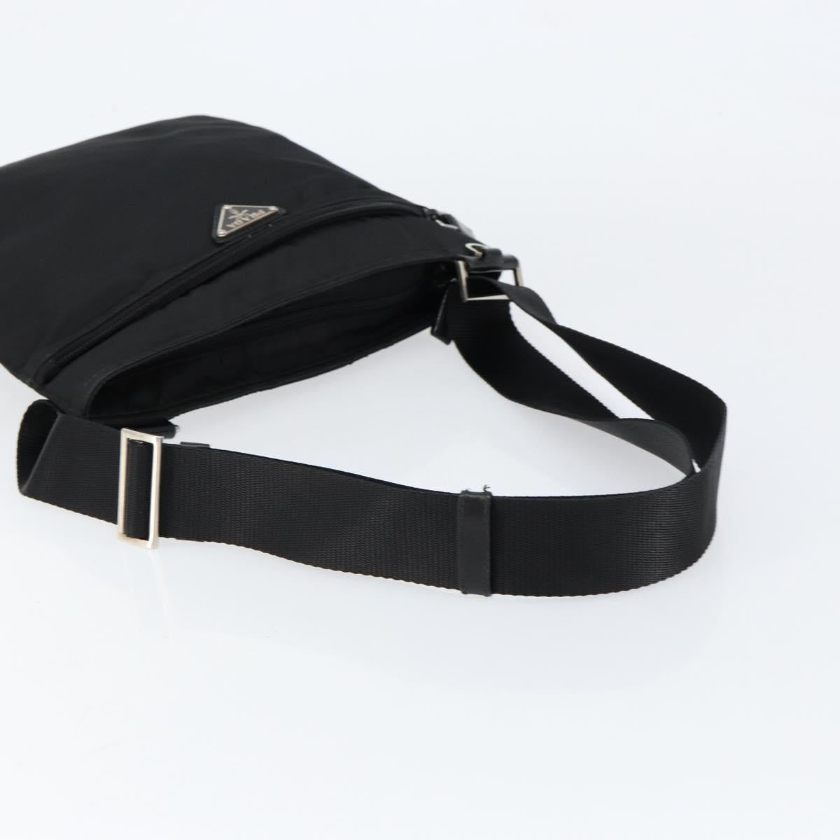 PRADA Shoulder Bag Nylon Black Silver