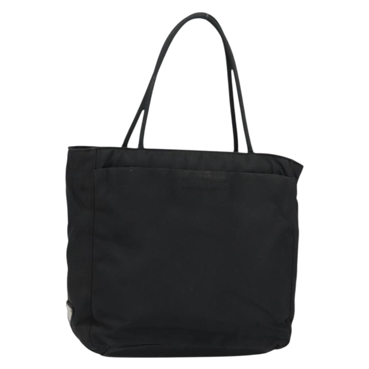 PRADA Hand Bag Nylon Black Silver