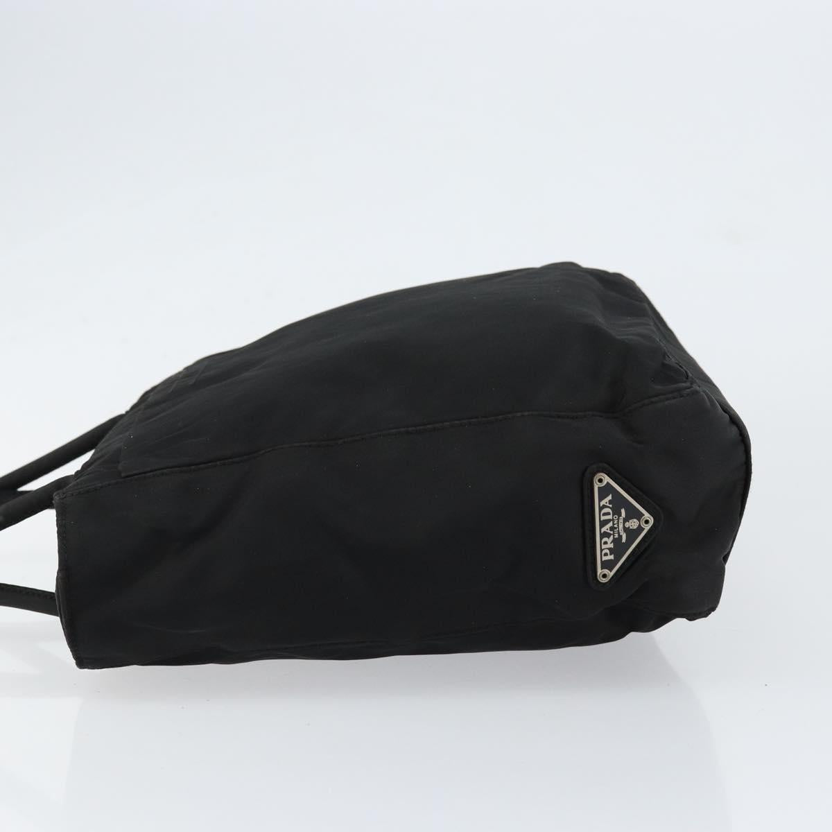 PRADA Hand Bag Nylon Black Silver