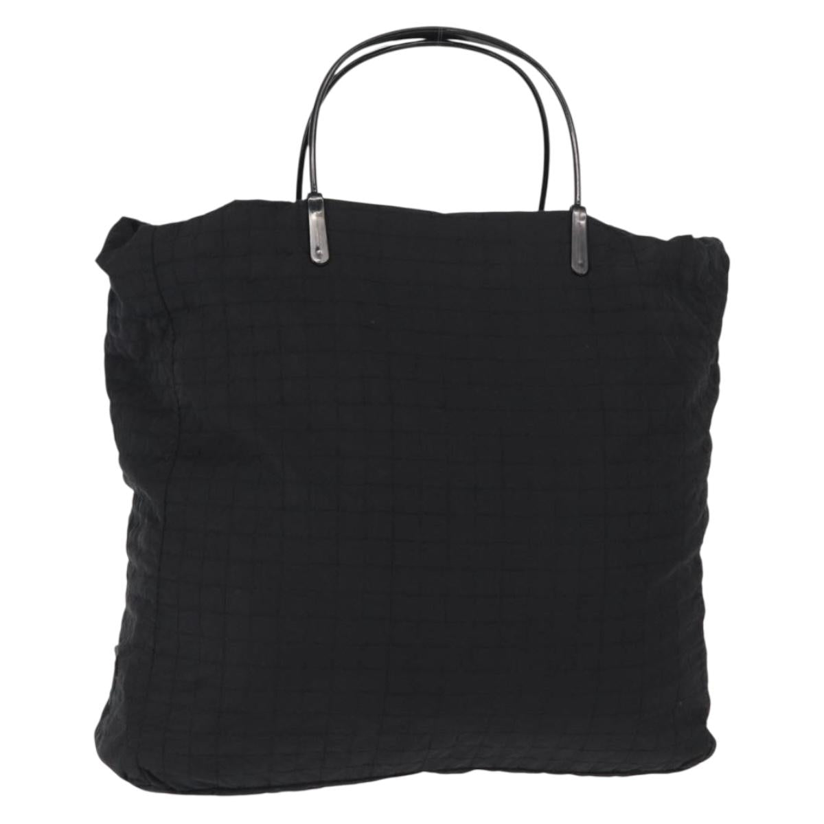 PRADA Hand Bag Nylon Black Silver