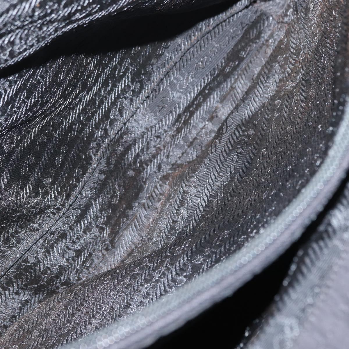 PRADA Hand Bag Nylon Black Silver