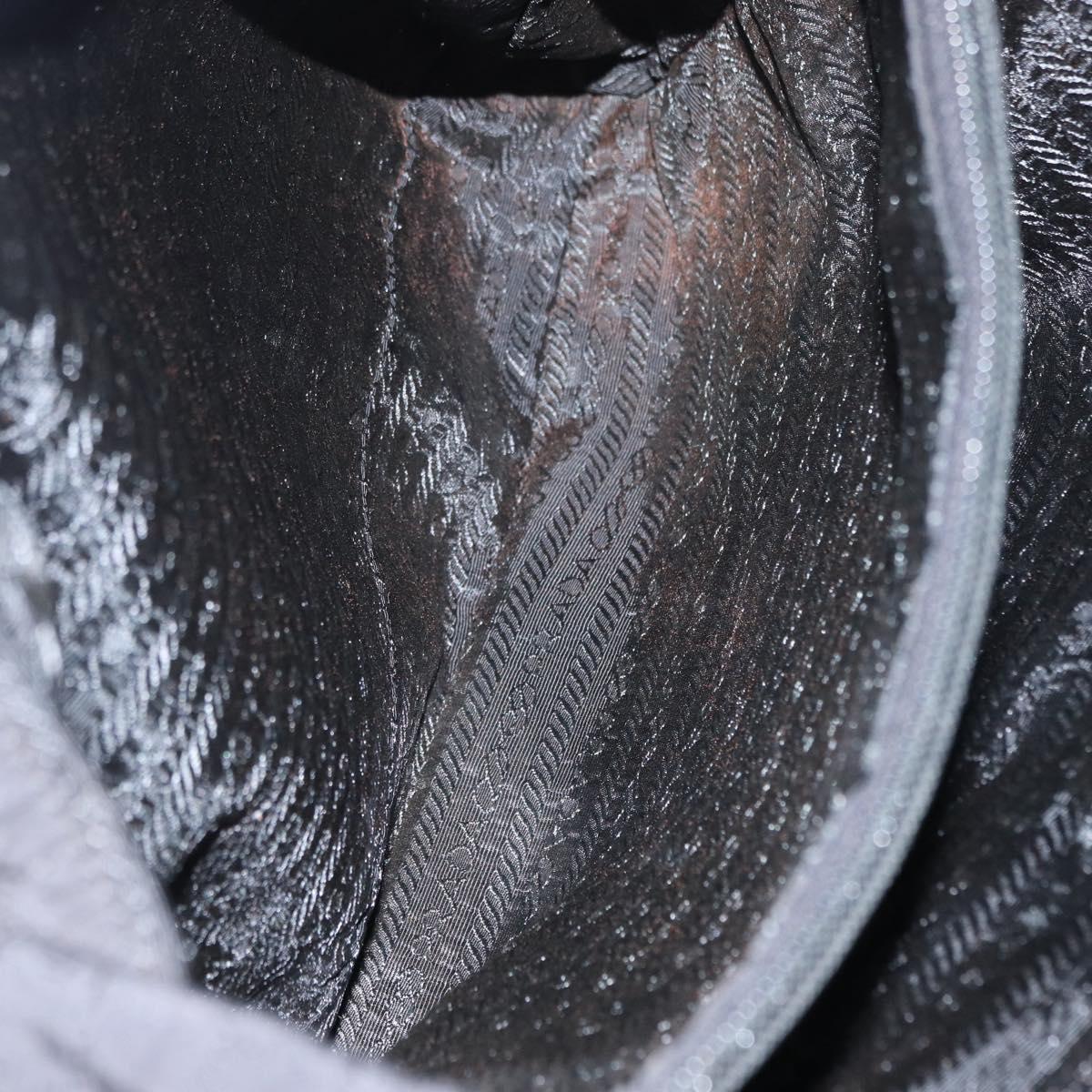 PRADA Hand Bag Nylon Black Silver