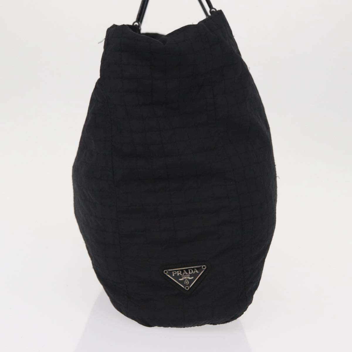 PRADA Hand Bag Nylon Black Silver
