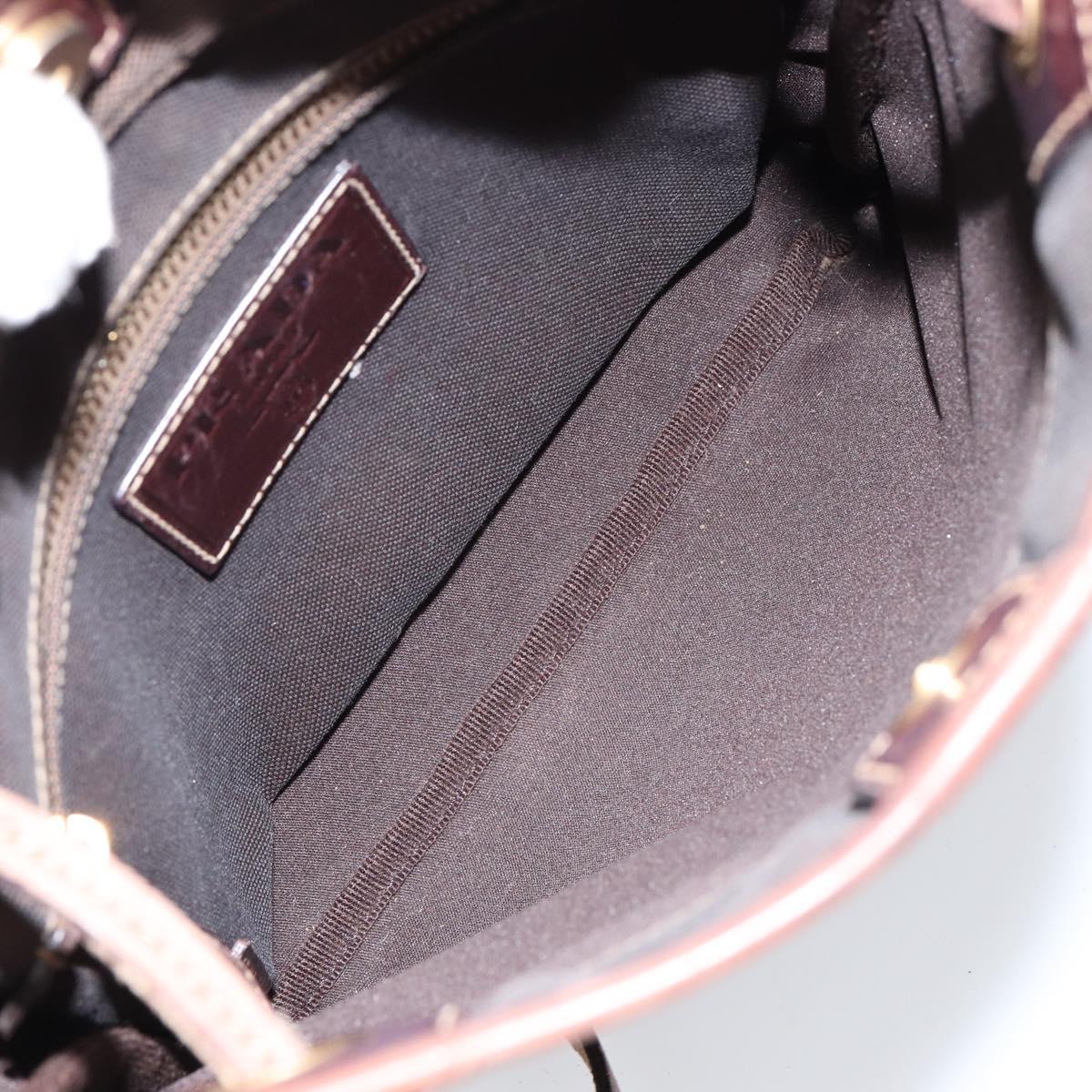 PRADA Shoulder Bag Canvas Dark Brown gold