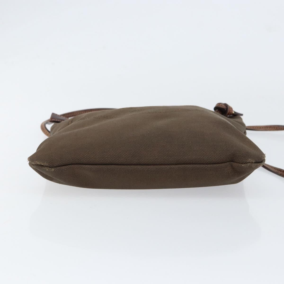 PRADA Shoulder Bag Canvas Dark Brown gold