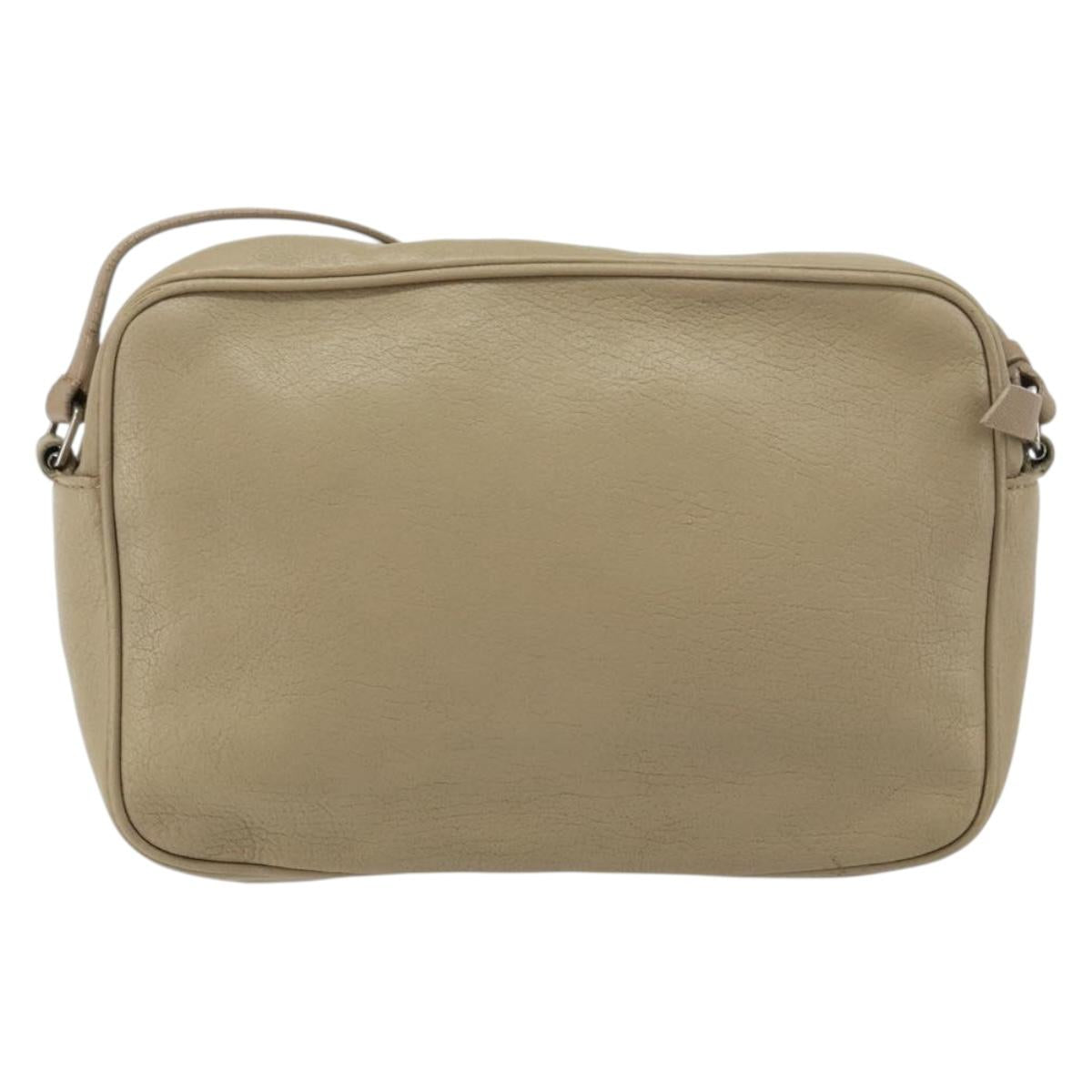 SAINT LAURENT Shoulder Bag Leather Beige Silver