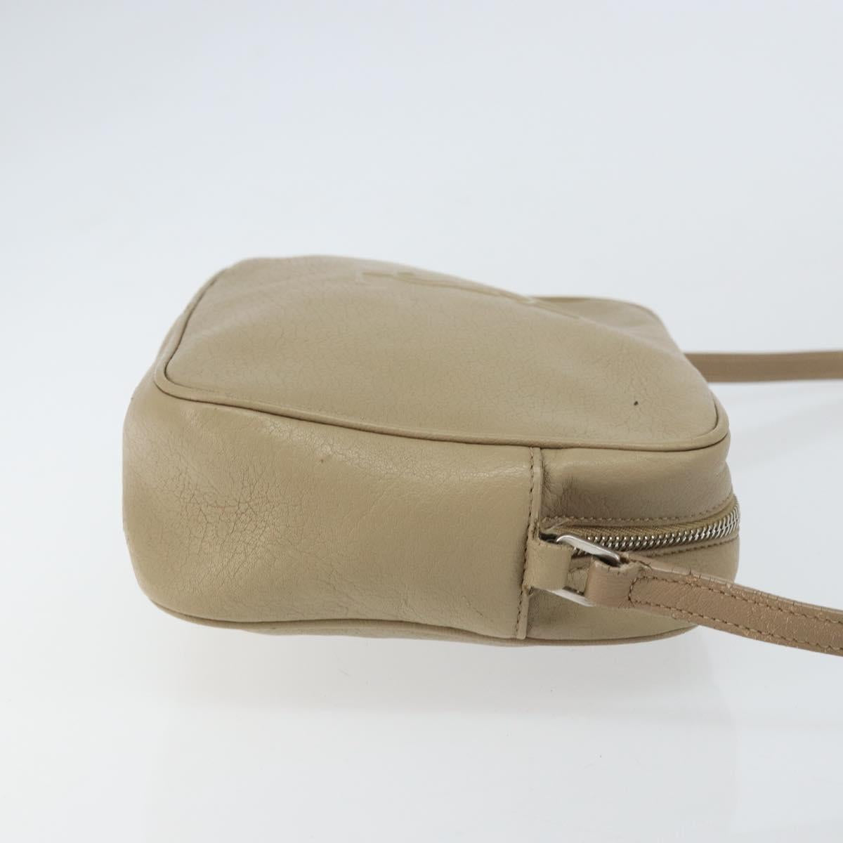 SAINT LAURENT Shoulder Bag Leather Beige Silver