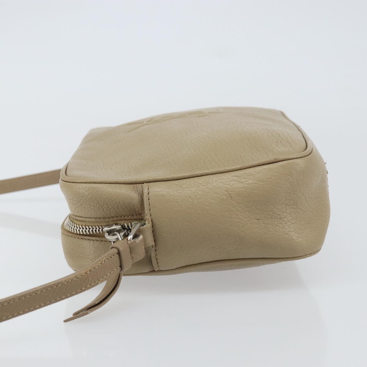 SAINT LAURENT Shoulder Bag Leather Beige Silver