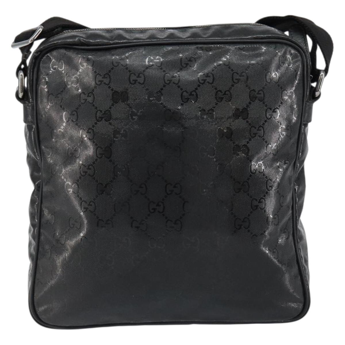 GUCCI GG Implementation Bag Coated Canvas Black Silver 201448