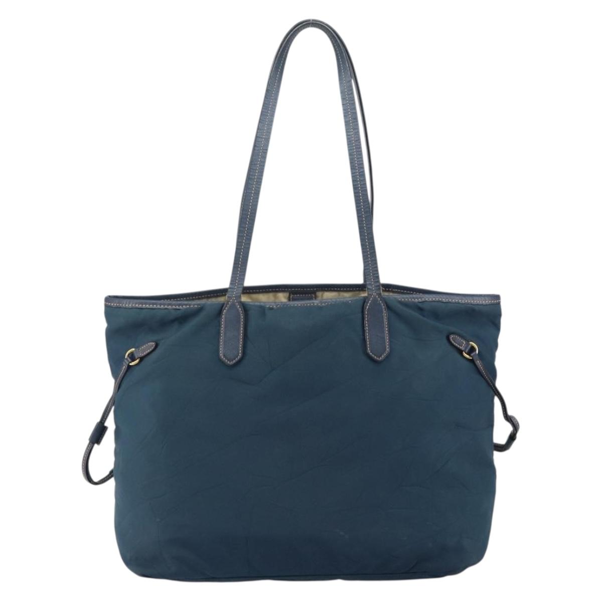 PRADA Tote Bag Nylon Navy Gold