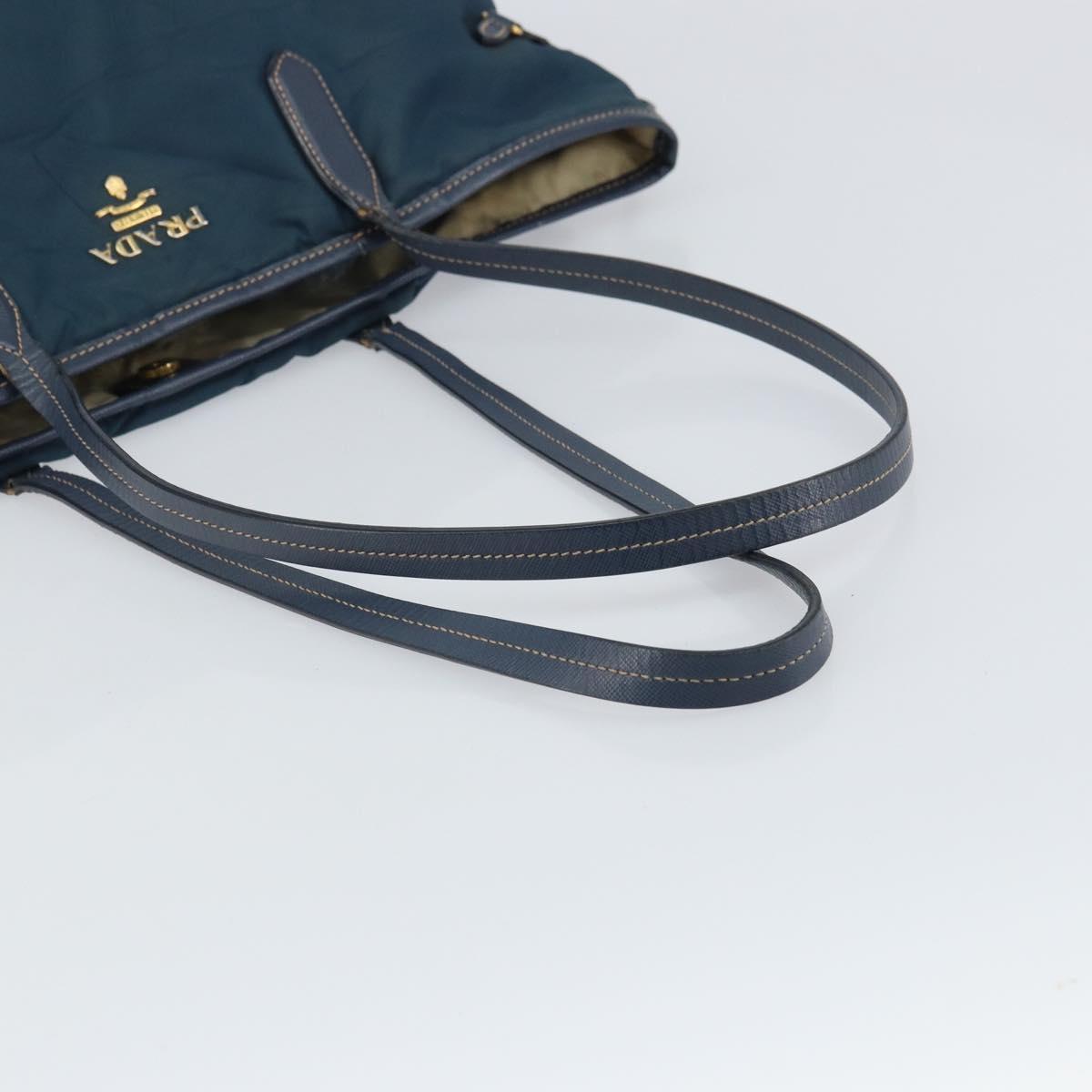 PRADA Tote Bag Nylon Navy Gold