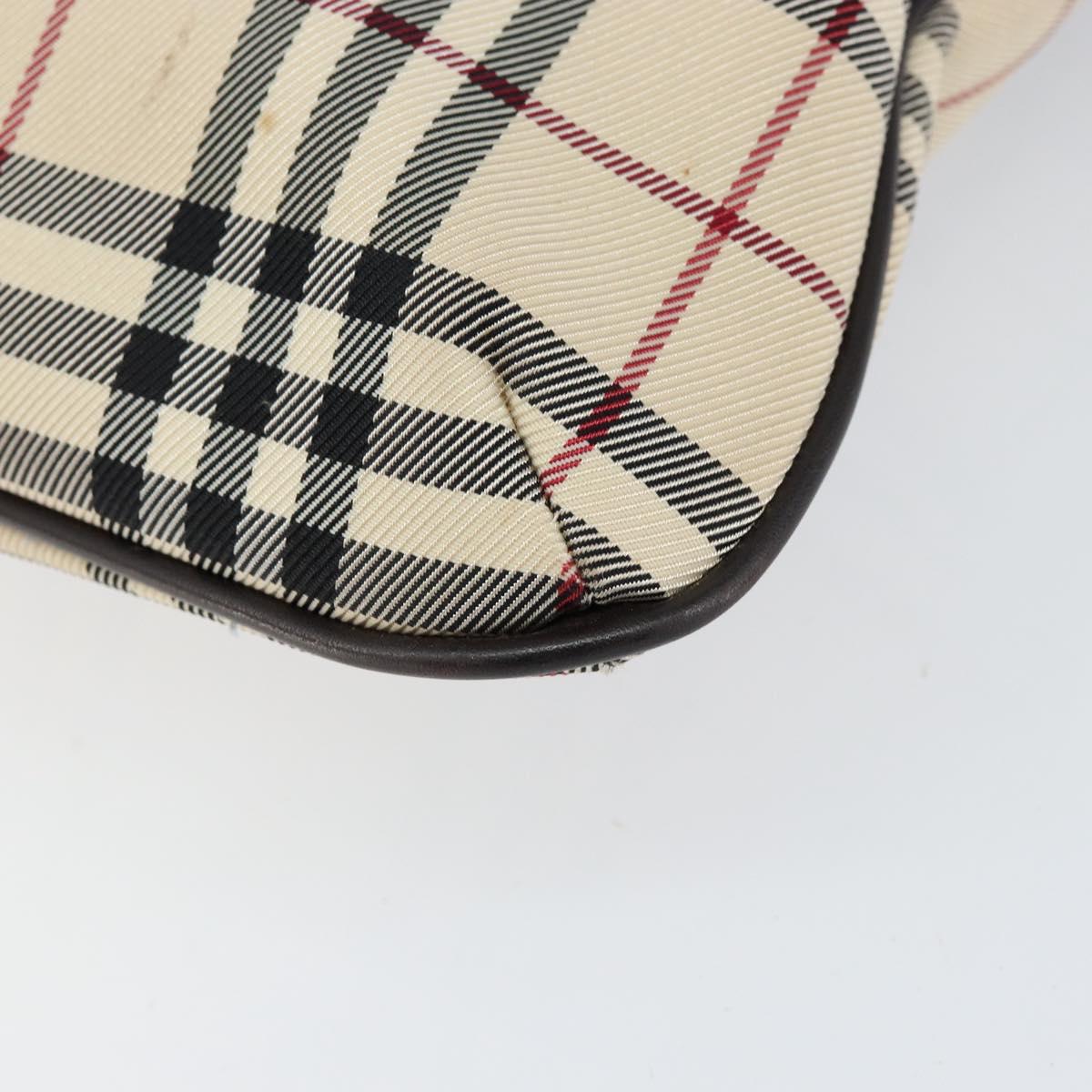 BURBERRY Nova Check Hand Bag Canvas Beige Silver