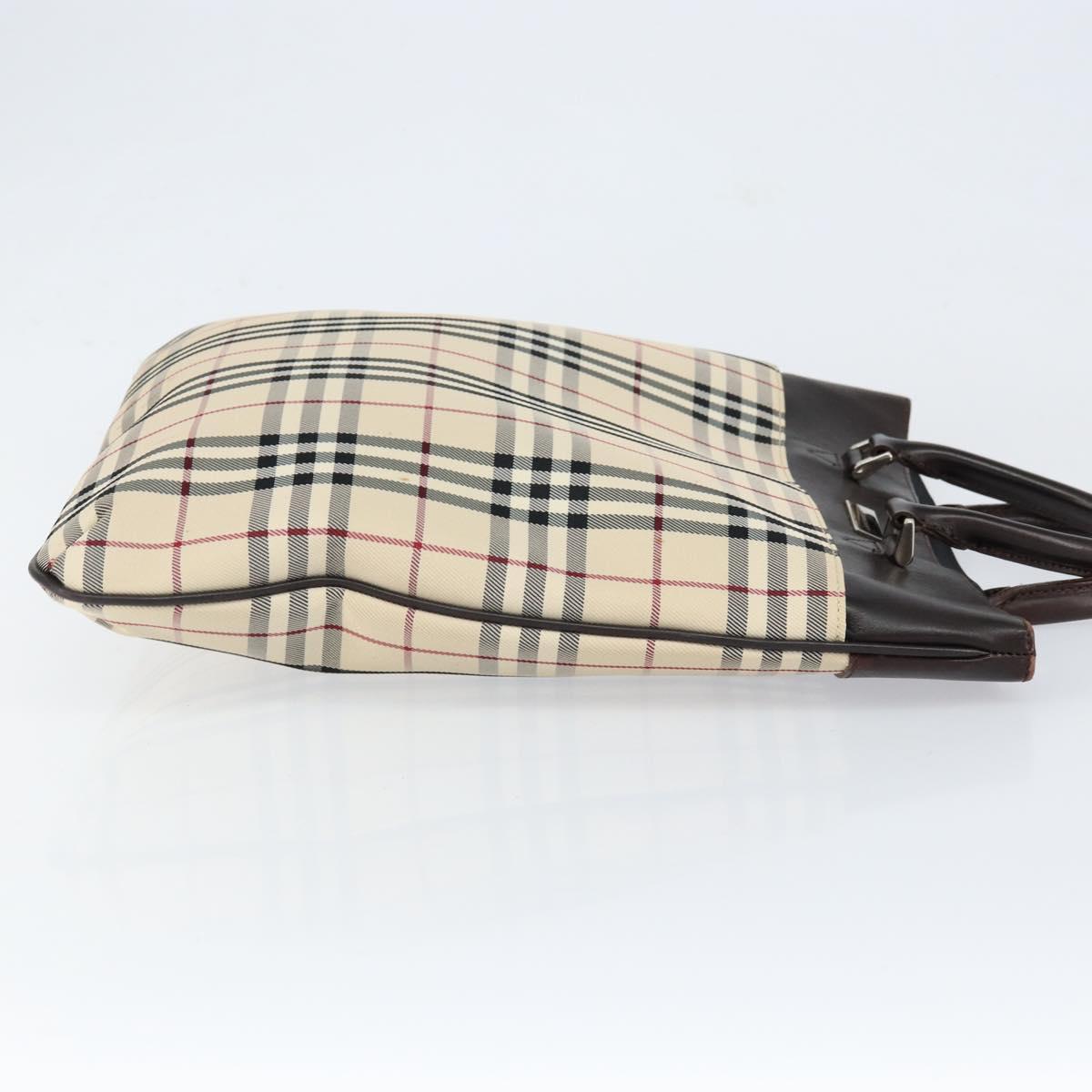 BURBERRY Nova Check Hand Bag Canvas Beige Silver