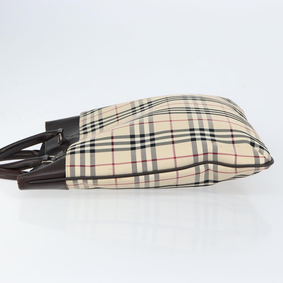 BURBERRY Nova Check Hand Bag Canvas Beige Silver