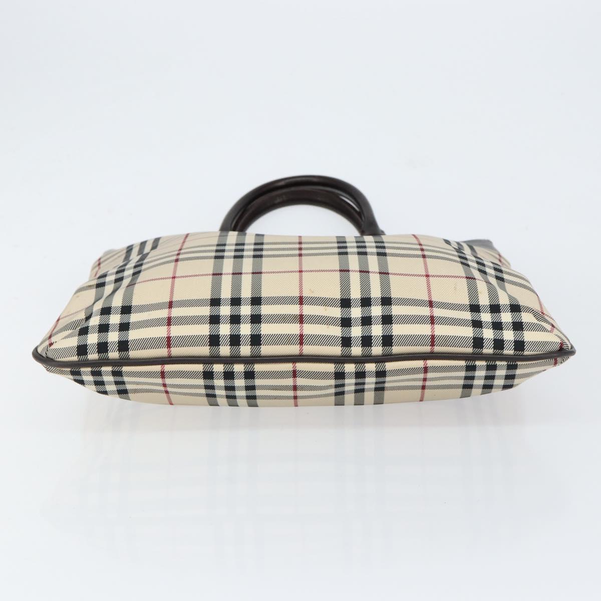 BURBERRY Nova Check Hand Bag Canvas Beige Silver