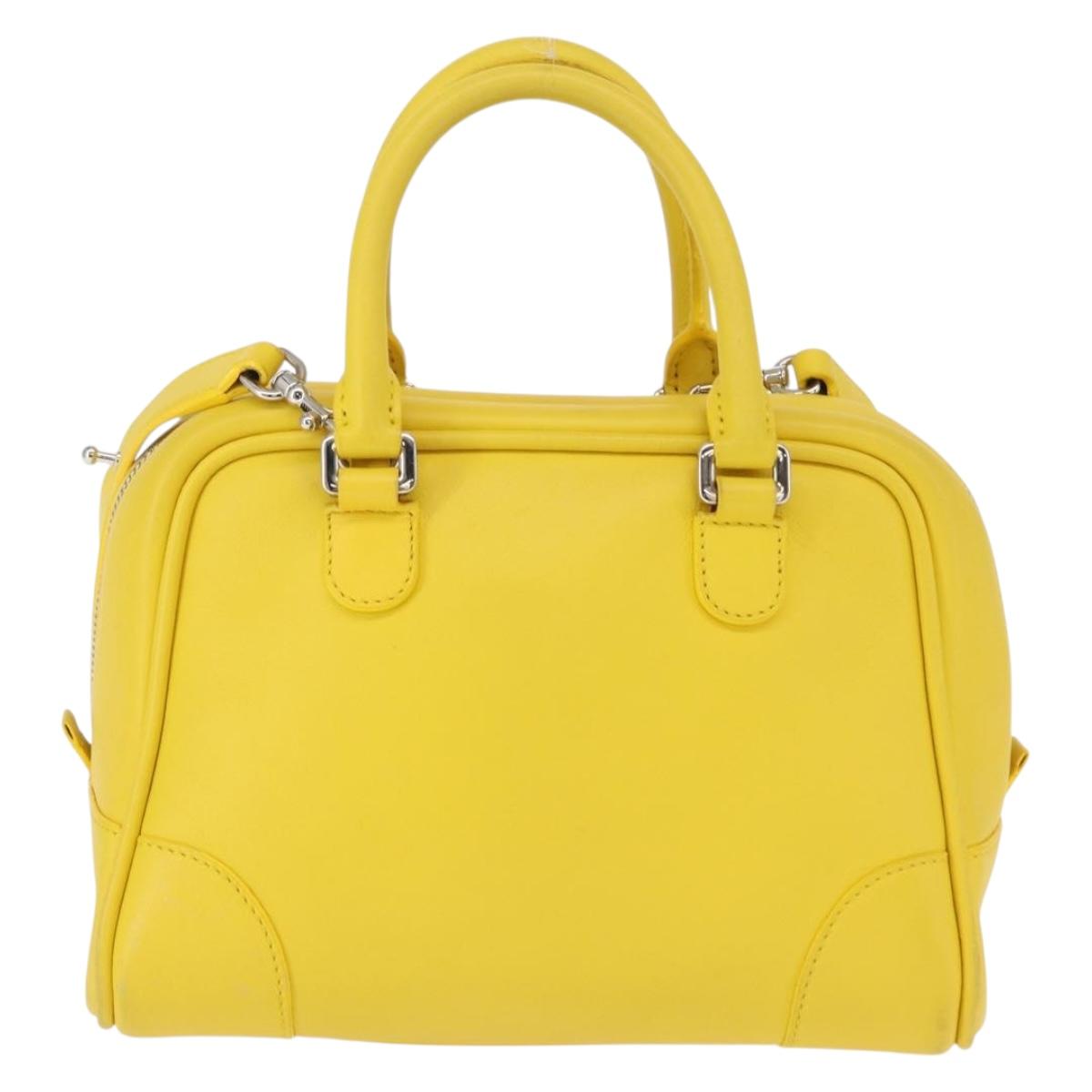 LOEWE Hand Bag Leather 2way Yellow Silver