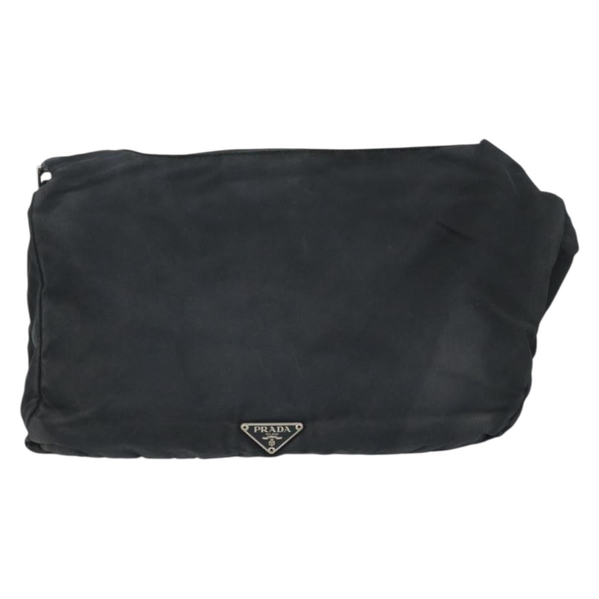 PRADA Shoulder Bag Nylon Black Silver