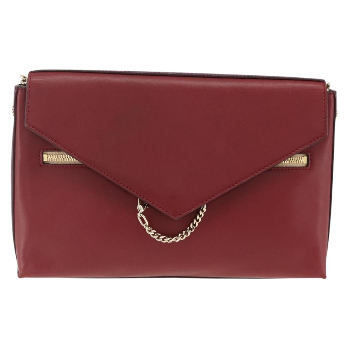 Chloe Chain Shoulder Bag Leather Red Gold
