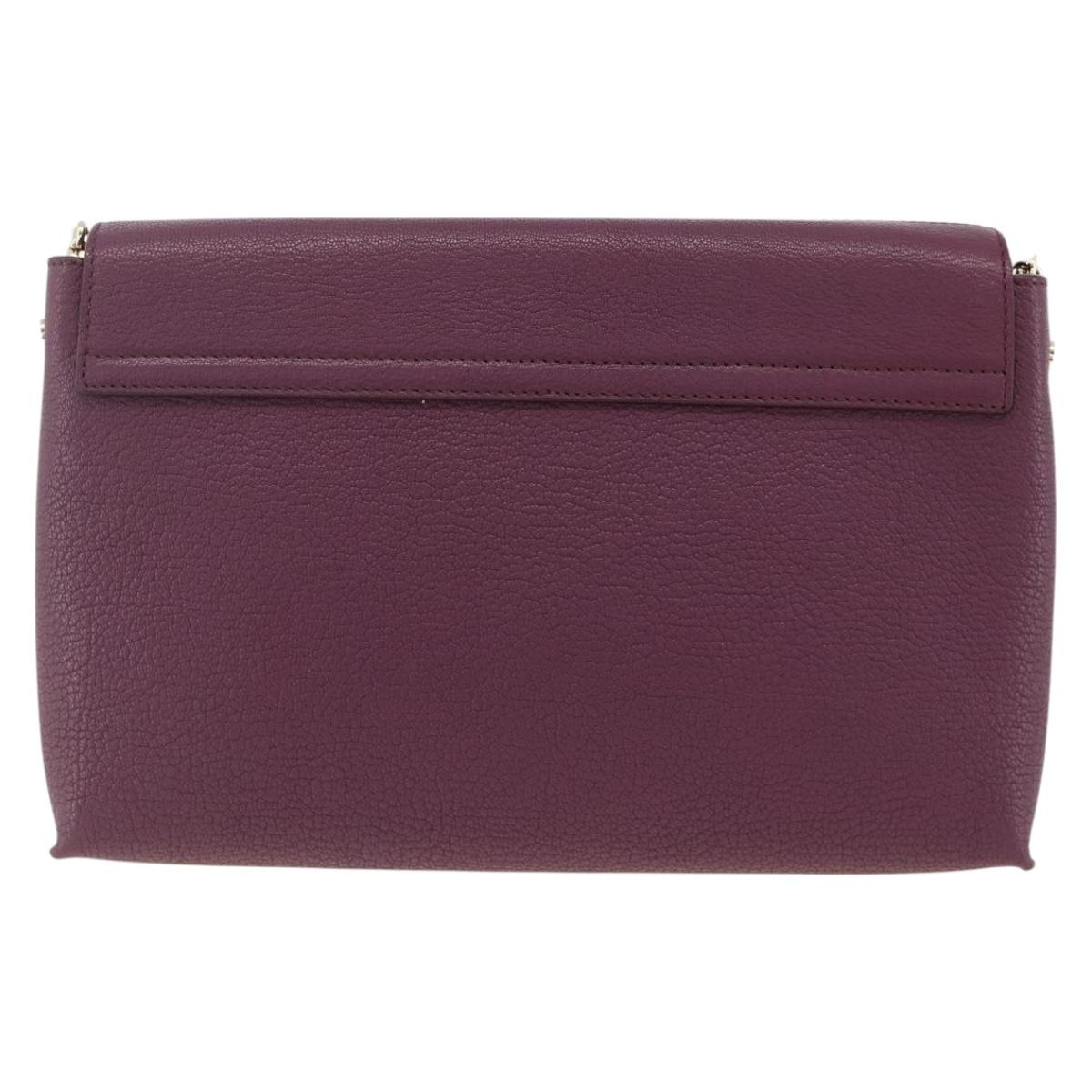 Chloe Chain Shoulder Bag Leather Red Gold