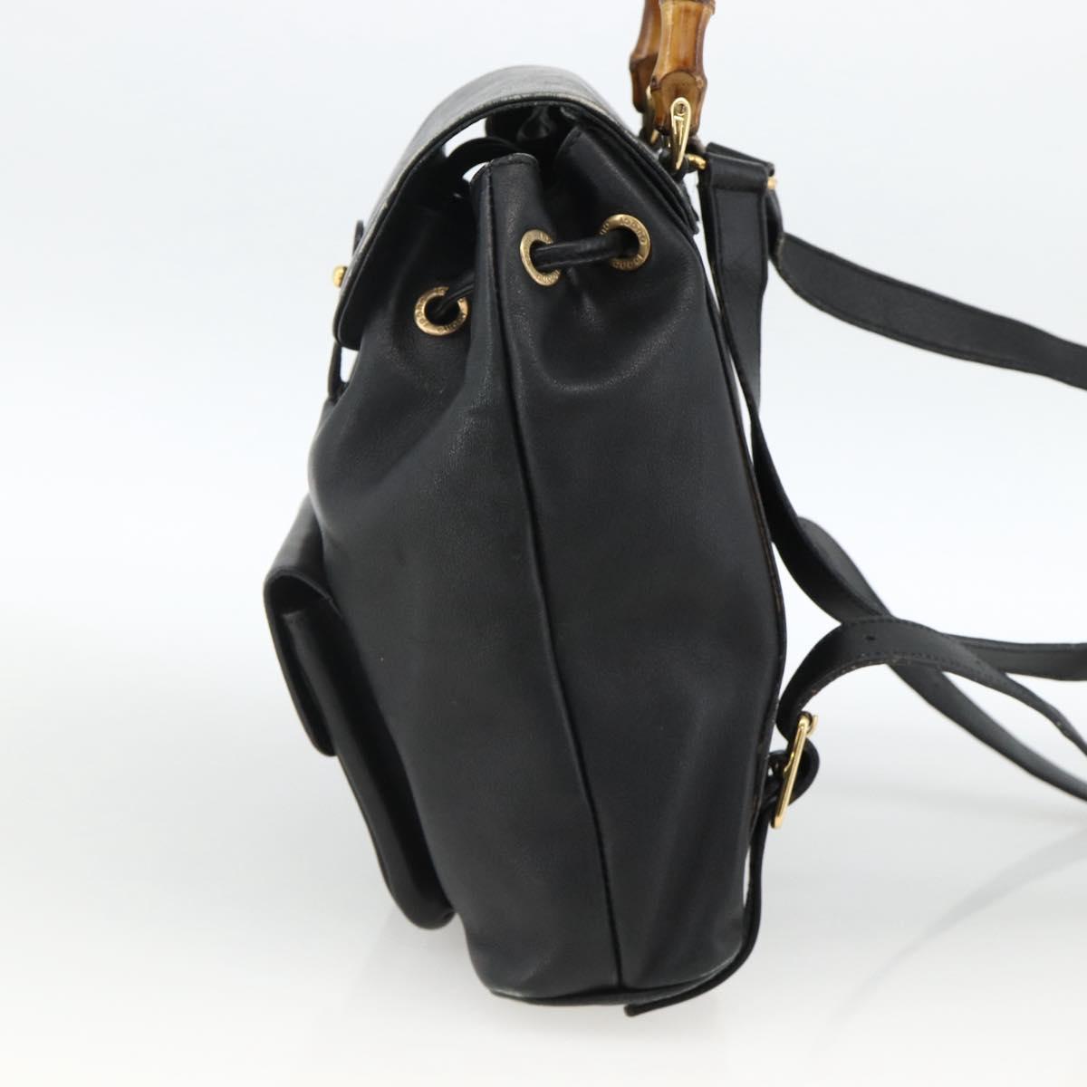 GUCCI Bamboo Backpack Leather Black Gold 003 2034 0030
