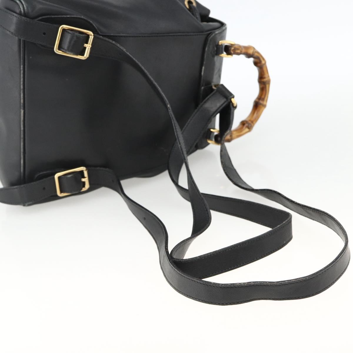 GUCCI Bamboo Backpack Leather Black Gold 003 2034 0030
