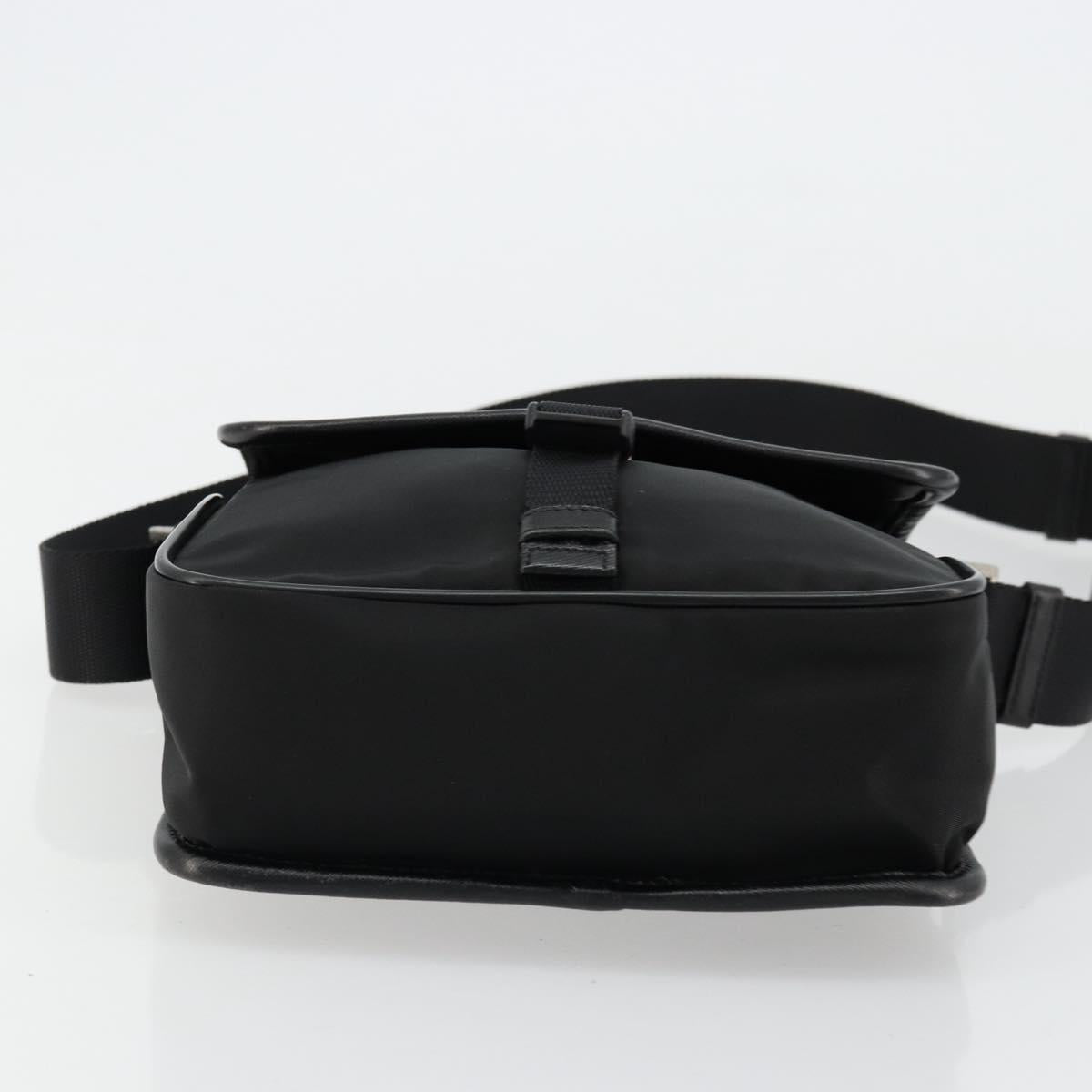 PRADA Shoulder Bag Nylon Leather Black Silver