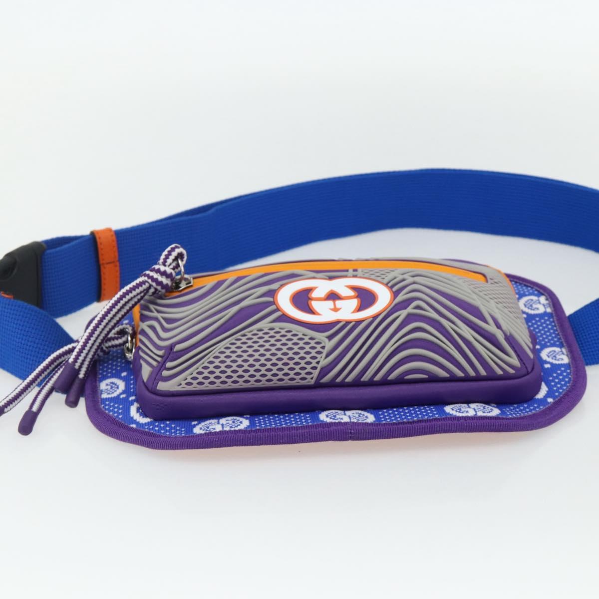 GUCCI Body Bag Nylon Purple Silver 752102