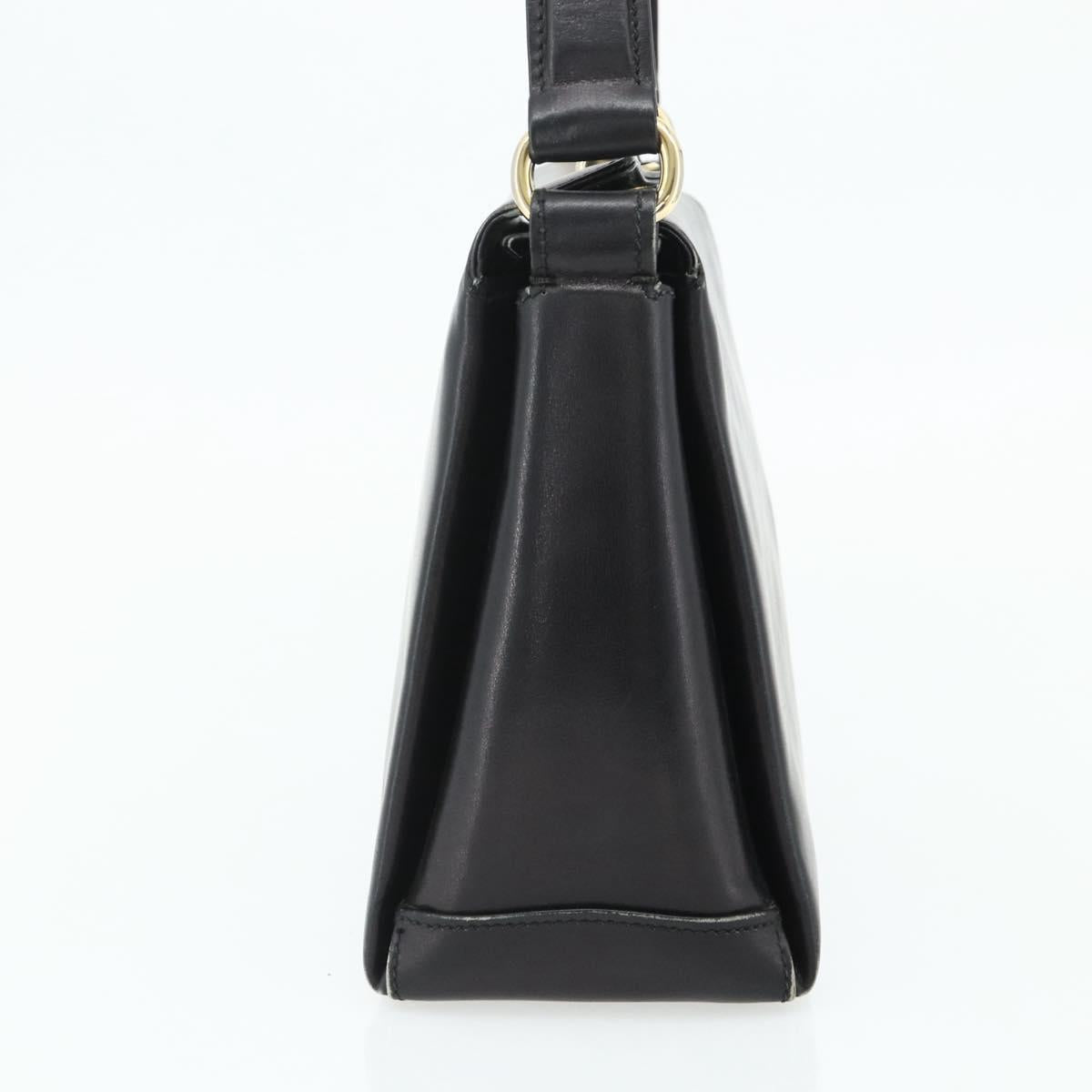 GUCCI Hand Bag Leather Black Gold