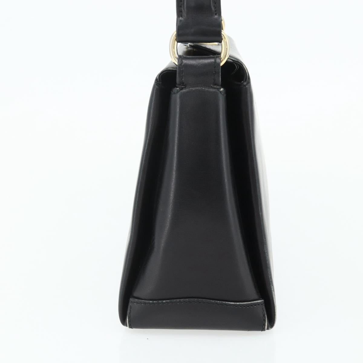 GUCCI Hand Bag Leather Black Gold