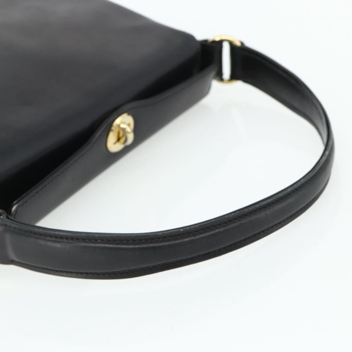 GUCCI Hand Bag Leather Black Gold